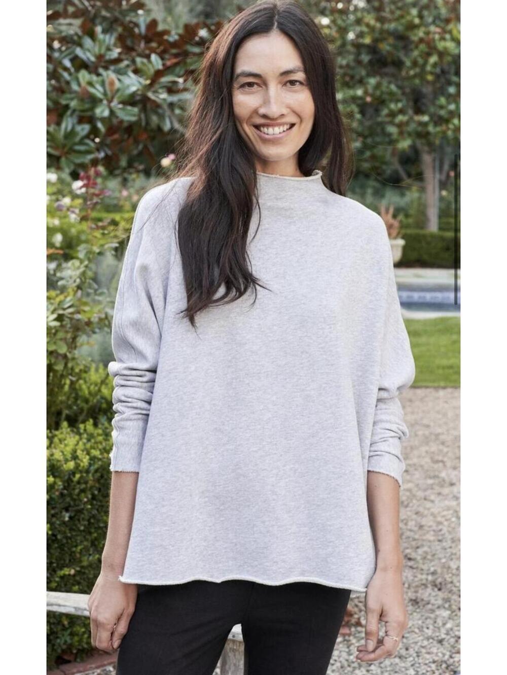 Frank & Eileen Effie Funnel Neck Capelet in Gray Large